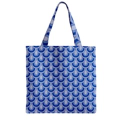 Awesome Retro Pattern Blue Zipper Grocery Tote Bags