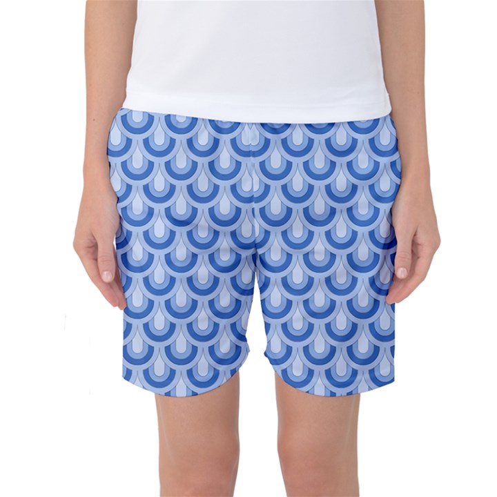 Awesome Retro Pattern Blue Women s Basketball Shorts