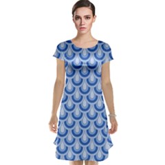 Awesome Retro Pattern Blue Cap Sleeve Nightdresses