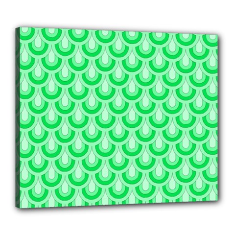 Awesome Retro Pattern Green Canvas 24  X 20 