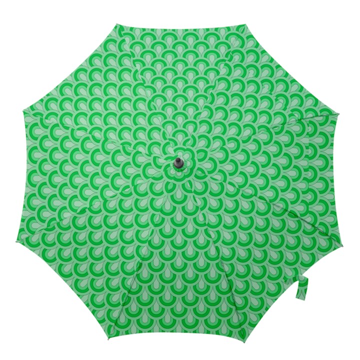 Awesome Retro Pattern Green Hook Handle Umbrellas (Large)