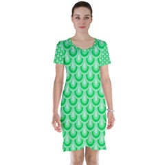 Awesome Retro Pattern Green Short Sleeve Nightdresses