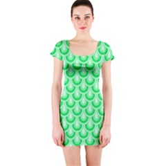 Awesome Retro Pattern Green Short Sleeve Bodycon Dresses