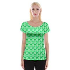 Awesome Retro Pattern Green Women s Cap Sleeve Top