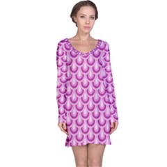 Awesome Retro Pattern Lilac Long Sleeve Nightdresses