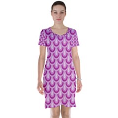 Awesome Retro Pattern Lilac Short Sleeve Nightdresses