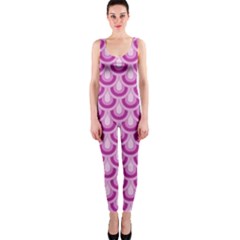 Awesome Retro Pattern Lilac Onepiece Catsuits