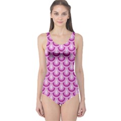 Awesome Retro Pattern Lilac Women s One Piece Swimsuits