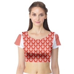 Awesome Retro Pattern Red Short Sleeve Crop Top