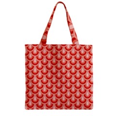 Awesome Retro Pattern Red Zipper Grocery Tote Bags