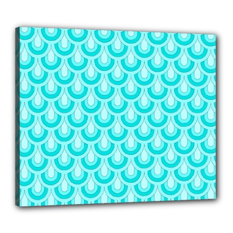 Awesome Retro Pattern Turquoise Canvas 24  X 20 