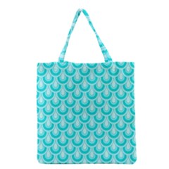 Awesome Retro Pattern Turquoise Grocery Tote Bags