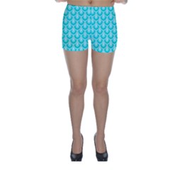 Awesome Retro Pattern Turquoise Skinny Shorts