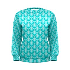 Awesome Retro Pattern Turquoise Women s Sweatshirts by ImpressiveMoments