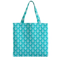 Awesome Retro Pattern Turquoise Zipper Grocery Tote Bags