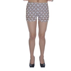 Retro Mirror Pattern Brown Skinny Shorts