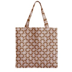 Retro Mirror Pattern Brown Zipper Grocery Tote Bags