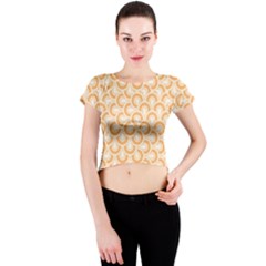 Retro Mirror Pattern Peach Crew Neck Crop Top