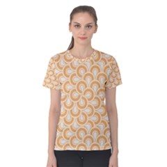 Retro Mirror Pattern Peach Women s Cotton Tees