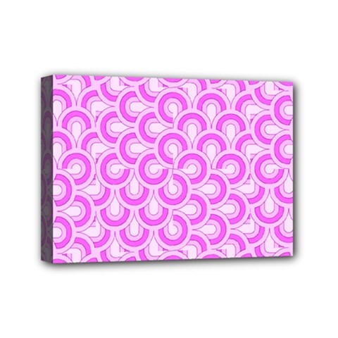 Retro Mirror Pattern Pink Mini Canvas 7  X 5 