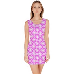 Retro Mirror Pattern Pink Bodycon Dresses