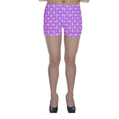 Retro Mirror Pattern Pink Skinny Shorts