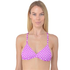 Retro Mirror Pattern Pink Reversible Tri Bikini Tops