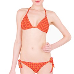 Retro Mirror Pattern Red Bikini Set