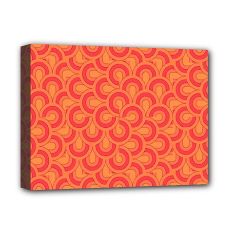 Retro Mirror Pattern Red Deluxe Canvas 16  X 12  