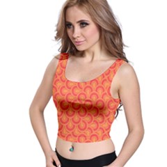 Retro Mirror Pattern Red Crop Top