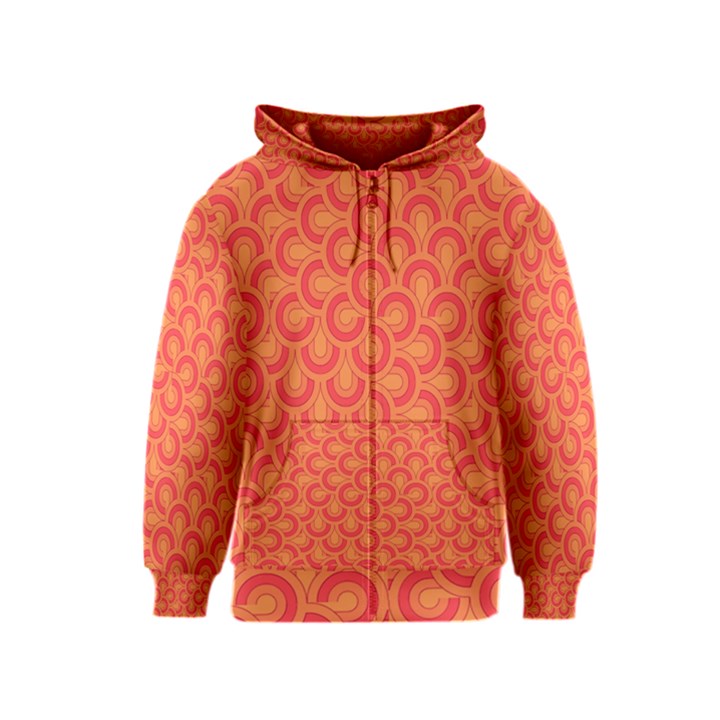 Retro Mirror Pattern Red Kids Zipper Hoodies