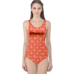 Retro Mirror Pattern Red Women s One Piece Swimsuits