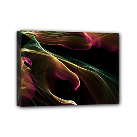 Glowing, Colorful  Abstract Lines Mini Canvas 7  X 5 