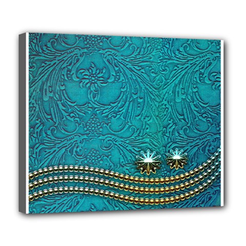 Wonderful Decorative Design With Floral Elements Deluxe Canvas 24  X 20  