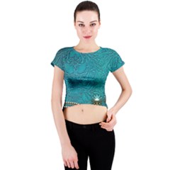 Wonderful Decorative Design With Floral Elements Crew Neck Crop Top by FantasyWorld7