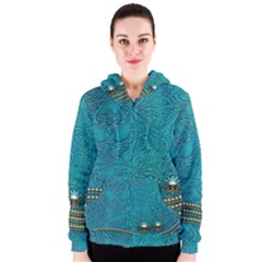 Wonderful Decorative Design With Floral Elements Women s Zipper Hoodies