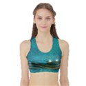 Wonderful Decorative Design With Floral Elements Women s Sports Bra with Border View1