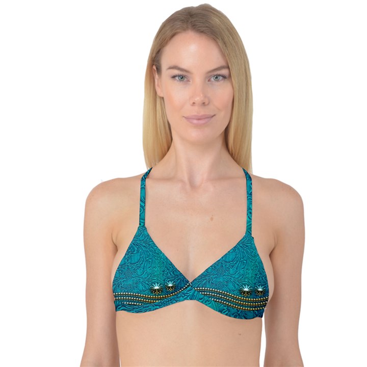 Wonderful Decorative Design With Floral Elements Reversible Tri Bikini Tops