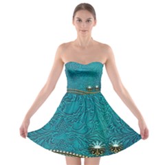 Wonderful Decorative Design With Floral Elements Strapless Bra Top Dress