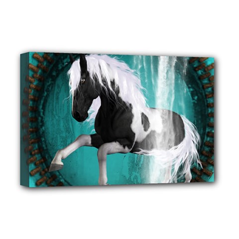 Beautiful Horse With Water Splash  Deluxe Canvas 18  X 12  