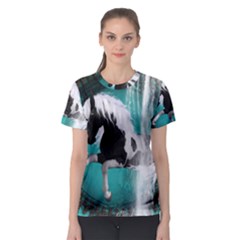 Beautiful Horse With Water Splash  Women s Sport Mesh Tees