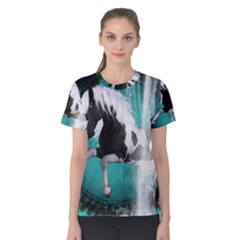 Beautiful Horse With Water Splash  Women s Cotton Tees