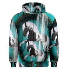 Beautiful Horse With Water Splash  Men s Zipper Hoodies