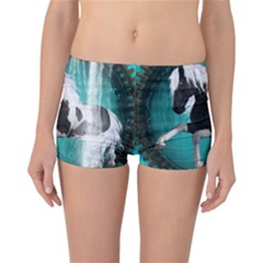 Beautiful Horse With Water Splash  Reversible Boyleg Bikini Bottoms