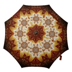 Elegant, Decorative Kaleidoskop In Gold And Red Hook Handle Umbrellas (small)