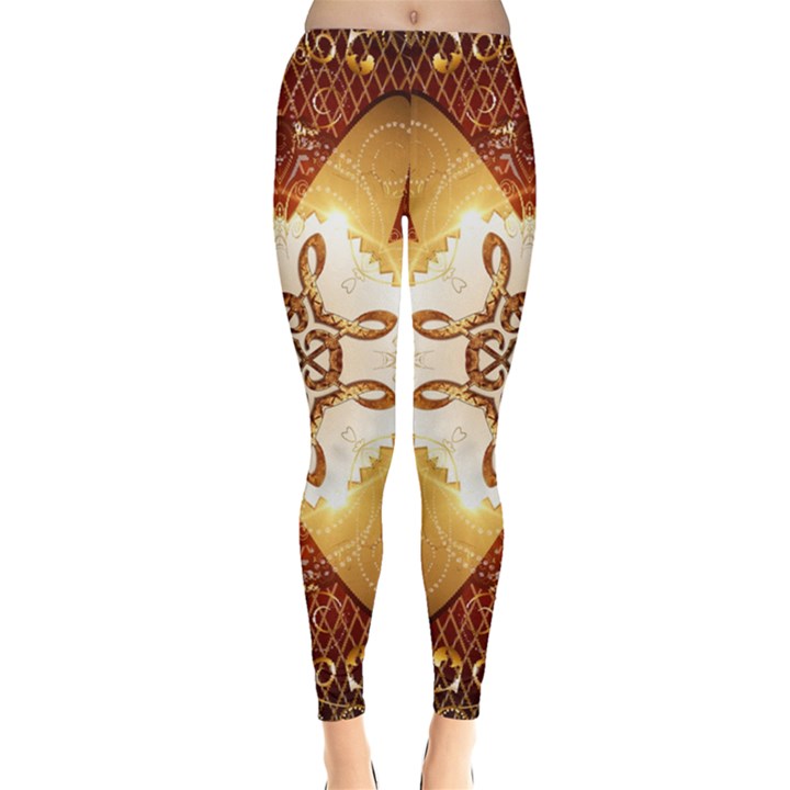 Elegant, Decorative Kaleidoskop In Gold And Red Women s Leggings