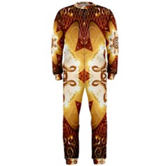 Elegant, Decorative Kaleidoskop In Gold And Red Onepiece Jumpsuit (men) 