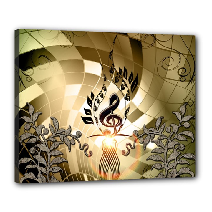 Clef With  And Floral Elements Canvas 20  x 16 