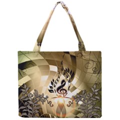 Clef With  And Floral Elements Tiny Tote Bags