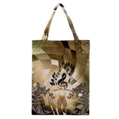 Clef With  And Floral Elements Classic Tote Bags